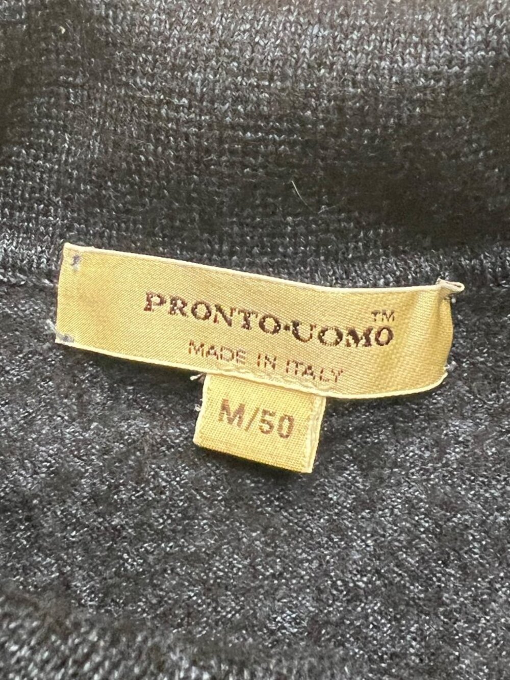 Vintage Pronto Uomo Blue Merino Wool Polo Sweater Solid Lightweight Medium Italy - Picture 4 of 10